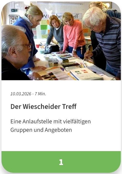 Platz 1 in den Downloadcharts von NRWision. Szene aus dem Imagefilm über den Wiescheider Treff.